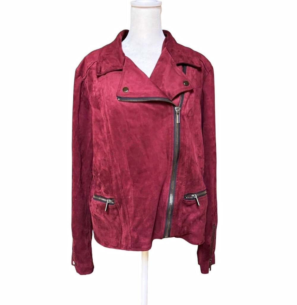 KUT from the Kloth Women’s Burgundy Biker Jacket XL Full Zip Lined Pockets